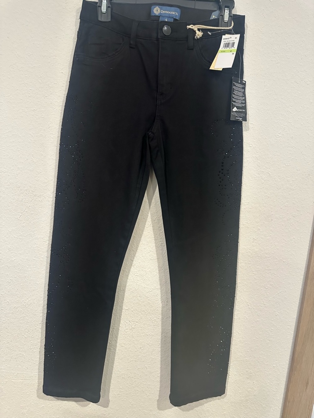 Democracy Black Skinny Jeans with Subtle Stud Accents